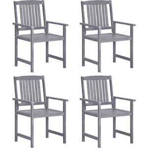 The Living Store Tuinstoelen 4 st massief acaciahout grijs - Tuinstoelen - Acacia Hout - Tuinset - Buitendecoratie - Terras Meubilair