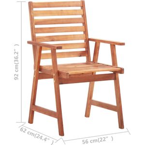 The Living Store Eetstoelenset Acaciahout - 6x stoel + zitkussen - 56x62x92cm (BxDxH) - Antraciet