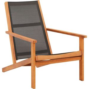 The Living Store Loungestoel Tuin - 64 x 92 x 83 cm - zwart houten stoel