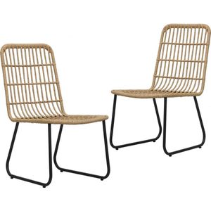 The Living Store Poly Rattan Stoelenset - 66.5 x 53.5 x 90 cm - Eiken/Zwart