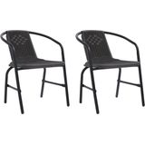 The Living Store tuinstoelen set Rattan-look - 62 x 55 x 74 cm - zwart - 110 kg draagvermogen - 2 x stoel