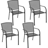 The Living Store Mesh stoelen - Set van 4 - 58.5 x 55 x 88 cm - Antraciet