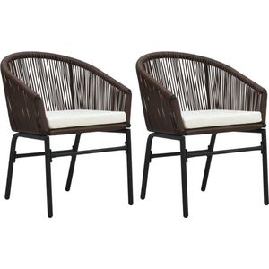 The Living Store stoelenset - minimalistisch - bruin - 58x58x78cm - weerbestendig