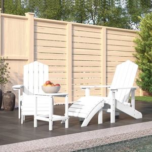 The Living Store Adirondack Tuinmeubelset - 2 tuinstoelen - voetenbank en tafel - Wit - HDPE-materiaal