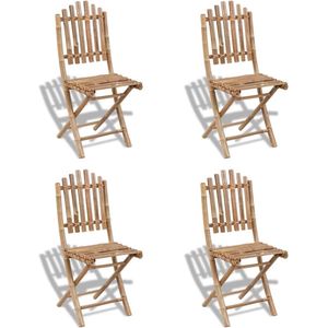 The Living Store Bamboe Eetstoelen - Set van 4 - 50 x 42 x 92 cm - Inklapbare meubelen