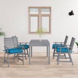 The Living Store - Eetstoelen - Hout - Acaciahout - 56 x 62 x 92 cm - Blauw kussen