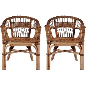 The Living Store Rattan tuinstoelen - 55 x 59 x 81 cm - waterbestendig - houten poten