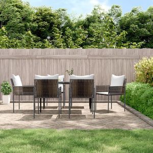 The Living Store Tuinstoelen 6 st met kussens 54x61x83 cm poly rattan bruin - Tuinstoel - Buitenkamer - Lounge - Patio - Balkon