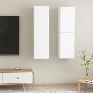 The Living Store Wandmeubelen - TV-meubelset - 30.5 x 30 x 110 cm - wit spaanplaat