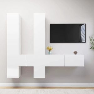 The Living Store Hangende TV-kastenset - wit - spaanplaat - 30.5 x 30 x 30 cm / 30.5 x 30 x 110 cm / 100 x 30 x 30 cm