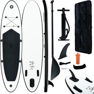 The Living Store SUP Board 330 cm - PVC - EVA - 330 x 72 x 10 cm - 1 volwassene - 80 kg - 12 psi - zwart/wit