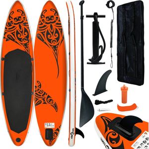 The Living Store Stand Up Paddleboard - Opblaasbaar SUP Board - Oranje - 305 x 76 x 15 cm - 140 kg laadvermogen - Inclusief accessoires