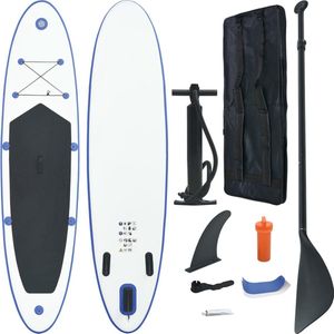 The Living Store Stand Up Paddleboard - blauw en wit - opblaasbaar - 360 x 81 x 10 cm - draagvermogen 120 kg