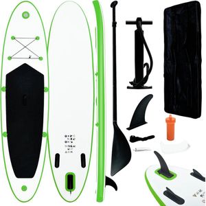 The Living Store Stand Up Paddleboard - Groen/Wit - 360 x 81 x 10 cm - Hogedrukventielen - Inclusief accessoires