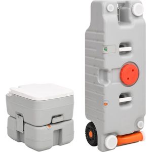 The Living Store Campingtoilet - Grijs - HDPE - 41.5 x 36.5 x 37.5 cm - 15L afvaltank