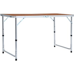 The Living Store Inklapbare campingtafel - 120 x 60 x 55/62/70 cm - Lichtgewicht - Draagvermogen 30-50 kg - Aluminium en MDF