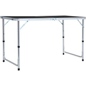 The Living Store inklapbare campingtafel - grijs - 120 x 60 x 55/62/70 cm - aluminium en MDF - draagvermogen 30-50 kg