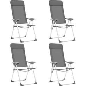 The Living Store Campingstoelen - Inklapbaar - 4-delige set - 57x73.5x111 cm - Grijs