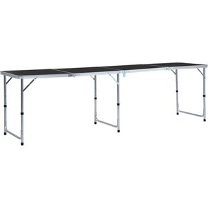 The Living Store inklapbare campingtafel - grijs - 240 x 60 x 55/62/70 cm - aluminium en MDF - draagvermogen 30-50 kg