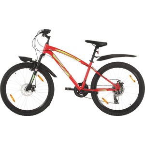 The Living Store Mountainbike - 26 inch - Rood - Stalen frame - Verende voorvork - Aluminium velgen - 21-versnellingen