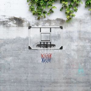 The Living Store Wandgemonteerde Basketbalring - Duurzaam Polycarbonaat - Stalen Ring met Nylon Net - Geschikt voor Binnen en Buiten - Met Montagehandleiding