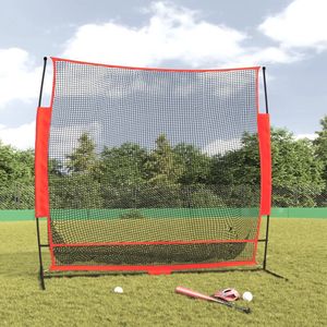 The Living Store Honkbalnet draagbaar 215x107x216 cm polyester zwart en rood - Honkbalnet - Honkbal Uitrusting - Honkbal Oefenen - Baseball Net - Sportnet