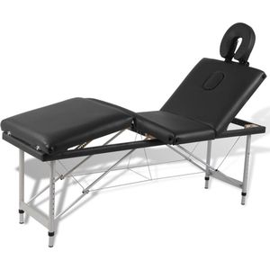 The Living Store Massagetafel met Aluminium Frame - 186 x 68 cm - Zwart