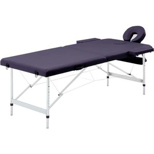 The Living Store Inklapbare Massagetafel Aluminium - 191 x 70 cm - Paars Kunstleer Gevoerd met 30 mm dik schuim