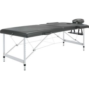 The Living Store Massagetafel inklapbaar aluminium frame - 186 x 68 cm - verstelbaar - antraciet