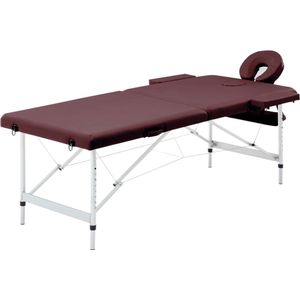 The Living Store Massagetafel 2-zone Inklapbaar Aluminium Frame - 191x70 cm - Wijnpaars