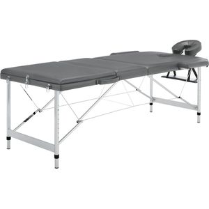 The Living Store 3 Zone Inklapbare Massage Tafel - 186 x 68 cm - Aluminium Frame - Antraciet