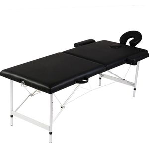 vidaXL Massagekussens - Massagetafel - Massagetafel met 2 zones inklapbaar aluminum frame zwart - Salontafels - Professionele Massagetafel - Massage Stoel