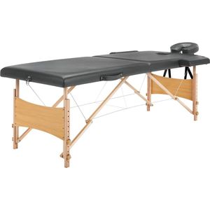 The Living Store Massagetafel - inklapbaar - houten frame - 186x68x(62-82) cm - antraciet