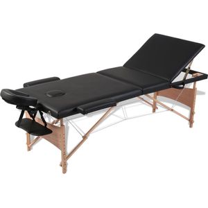 The Living Store Massagetafel Inklapbaar - 186x68 cm - Verstelbare Hoogte - Draagtas - Zwart