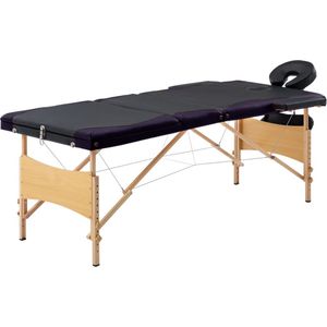 The Living Store Inklapbare Massagetafel - Houten Frame - 3-zonig - 191 x 70 cm - Dik Schuim