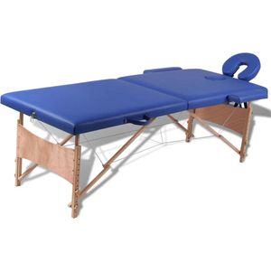 The Living Store Inklapbare Massagetafel - Houten Frame - 186 x 68 cm - Blauw