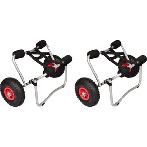 vidaXL Kayaktransport - Kayaktrolley - Kayaktrolleys 2 st aluminium - Kano Transporter - Aluminium Trolley - Water Sport
