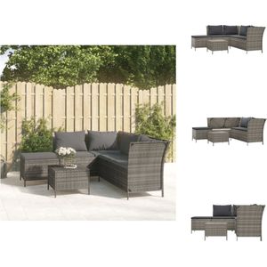 vidaXL Loungeset - Poly Rattan - Grijs - 110 x 58 x 72 cm - Inclusief kussens - Tuinset