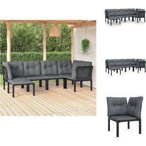 vidaXL Loungeset - Loungesets - Tuinset - Loungeset Tuin - 6-delige Loungeset poly rattan zwart en grijs