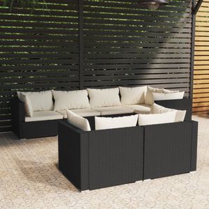 vidaXL Loungeset - Poly Rattan - Zwart - PE-rattan - Gepoedercoat staal - Kunststof - Afmetingen hoekbank- 70 x 70 x 60.5 cm - Afmetingen middenbank- 70 x 70 x 60.5 cm - Montage vereist - Tuinset