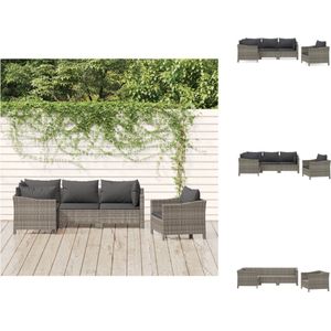 Vidaxl - 5-tlg. Garten-Lounge-Set mit Kissen Grau Poly Rattan - Gartengeräte - Gartenmöbel - Loungemöbel - Outdoor Möbel - Rattanmöbel