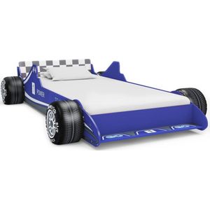 The Living Store Raceauto Kinderbed - Blauw - 229 x 94.5 x 47 cm - Geschikt voor matras 90x200 cm