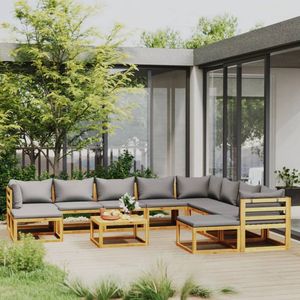 The Living Store Lounge set Acaciahout - Modulair - Donkergrijs - 68x68x29 cm - Weerbestendig