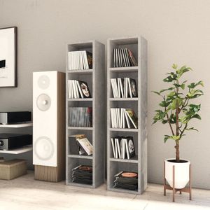 The Living Store CD-kast - Betongrijs - 21 x 16 x 93.5 cm - Montage vereist