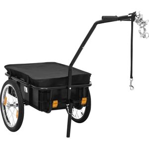 vidaXL Fietskar - Fietstrailer - Fietstrailer/trekwagen 155x60x83 cm staal zwart - Trekwagen - Transportfiets - Cargo Bike