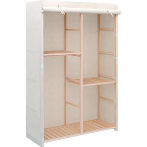 The Living Store Kledingkast - 110 x 40 x 170 cm - Wit houten frame - 3 lagen