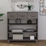 The Living Store HAMAR Wandtafel - 90 x 35 x 90 cm - lichtgrijs - massief grenenhout en MDF