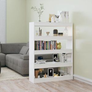The Living Store Boekenkast - Hoogglans wit bewerkt hout - 100 x 30 x 135 cm - Veelzijdig