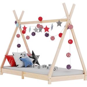 The Living Store Houten Bedframe - Kinderbed - Tipi Tent Stijl - 70 x 140 cm