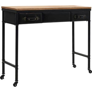 Konsolentisch mdf und Tannenholz 100 x 33,5 x 80 cm - Vintage Schreibtisch - Wohnzimmer Deko - Nachttisch - Sideboard - Kommode - The Living Store